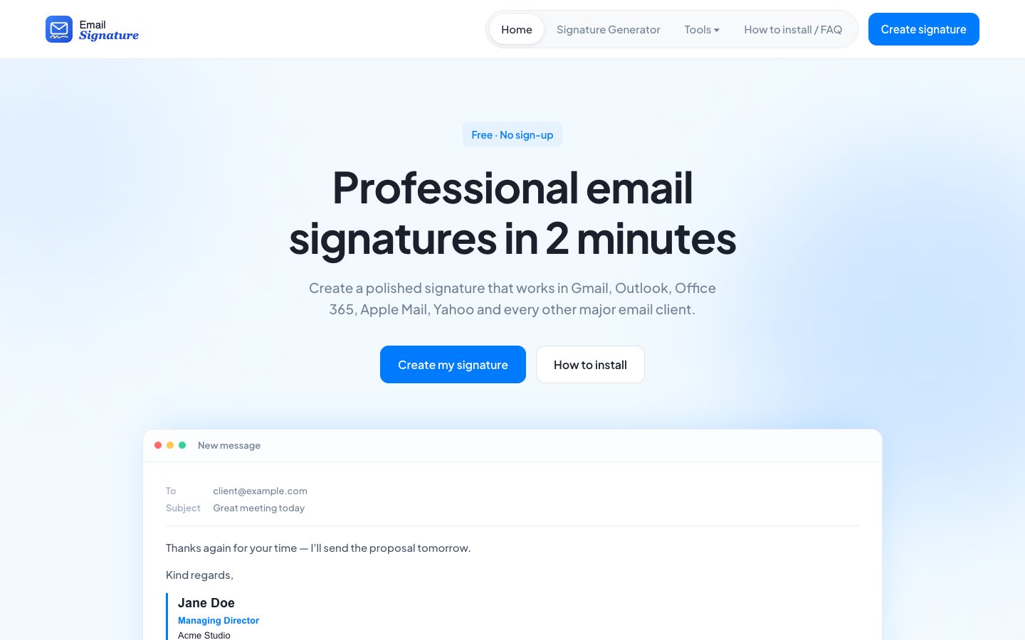 Email Signature website